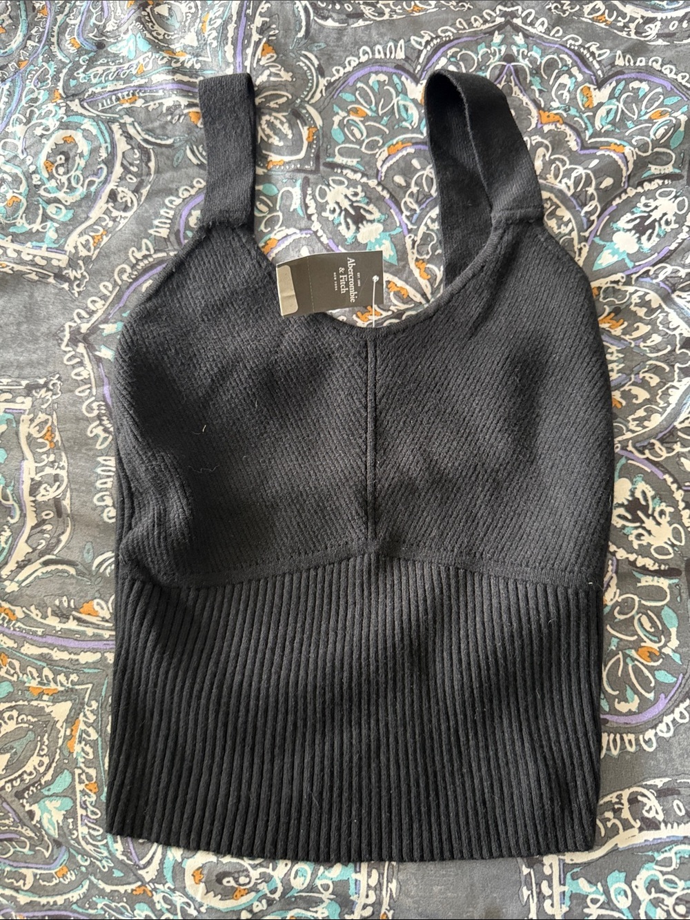 Abercrombie & Fitch Black Ribbed Knit Tank Top